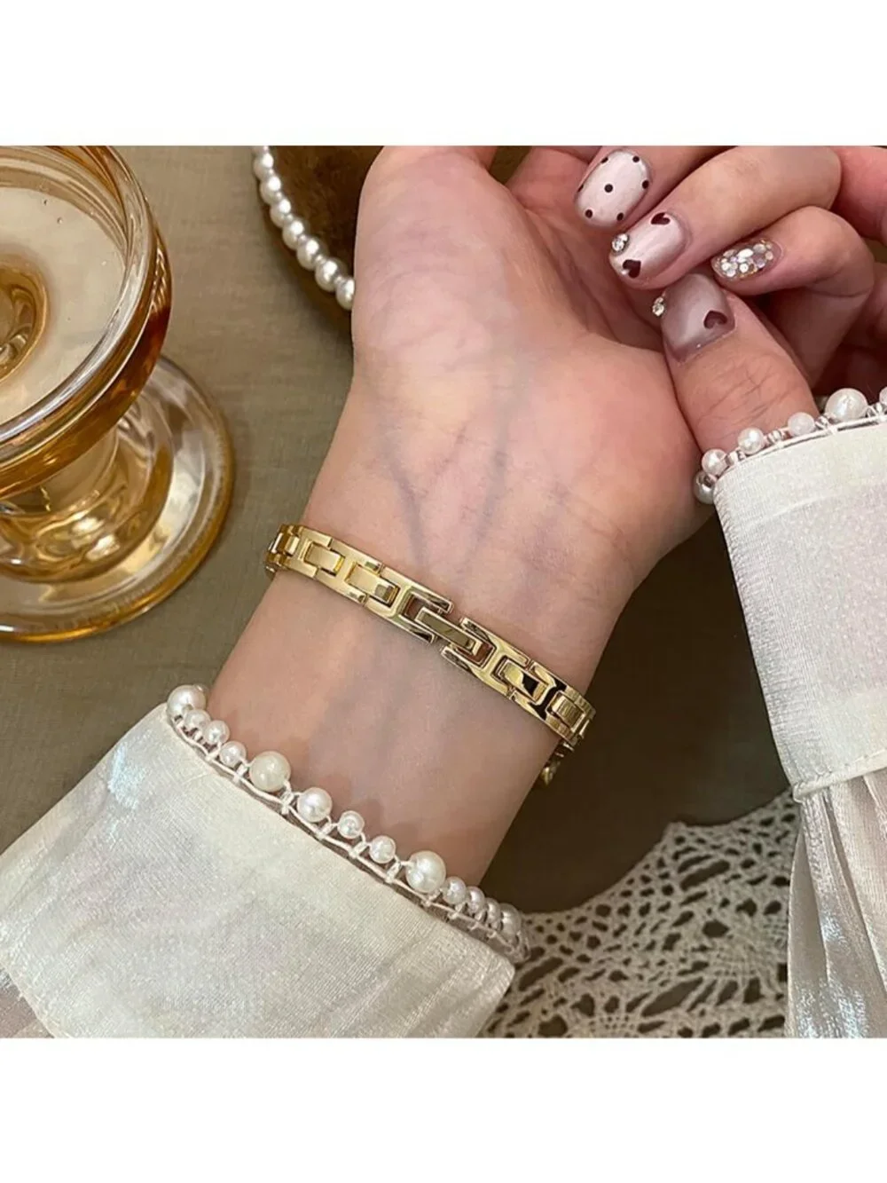 Women's Gold Green Vintage Rectangular Bracelet Luxury Crystal Quartz Wristwatch